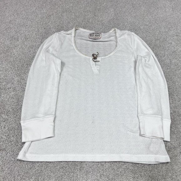 Ralph Lauren Polo Jeans Top Women’s White Long Sleeve Size Medium - Picture 1 of 11